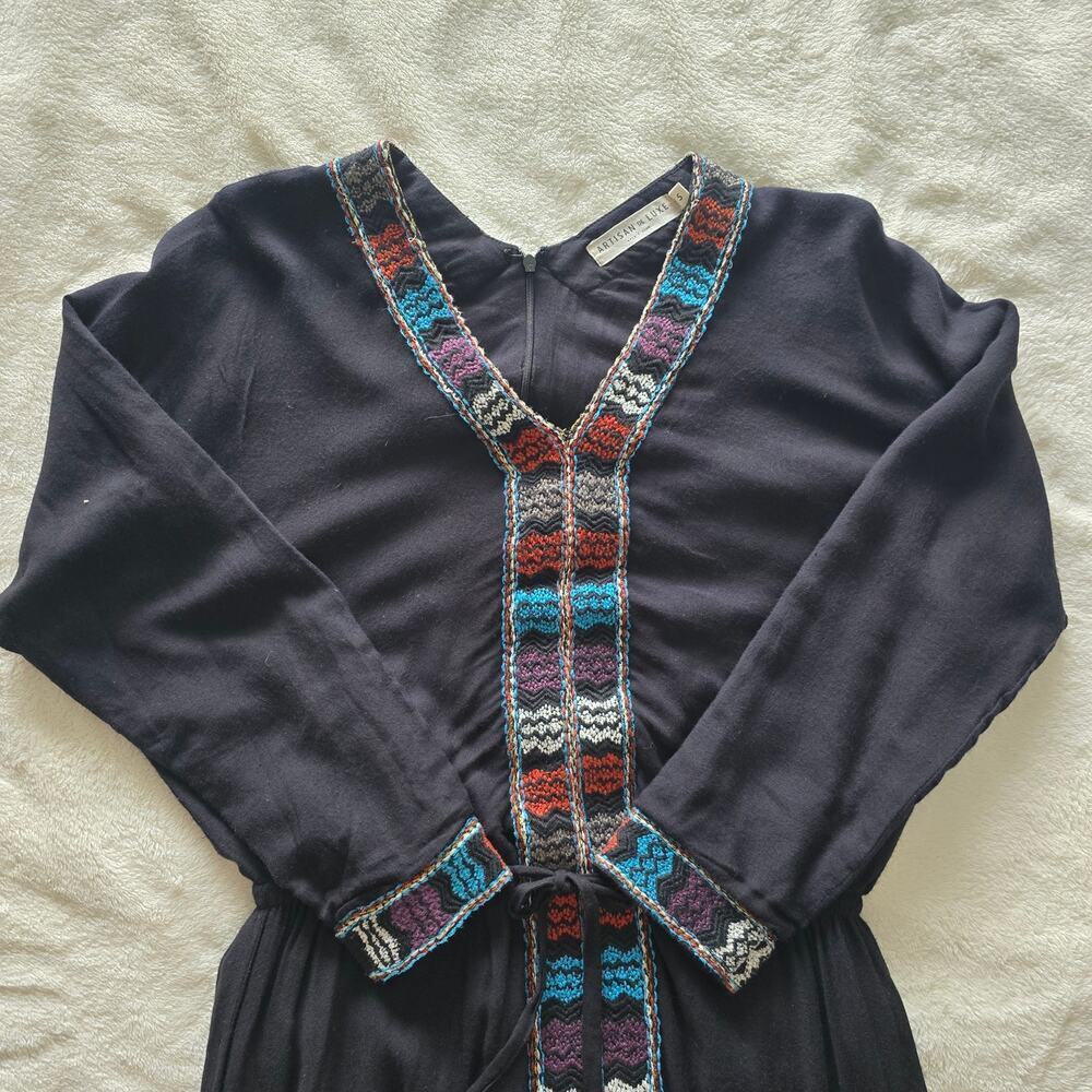 Artisan de Luxe Embroidered Maxi Dress S Black artisan to wear Resort Festival - Picture 9 of 12